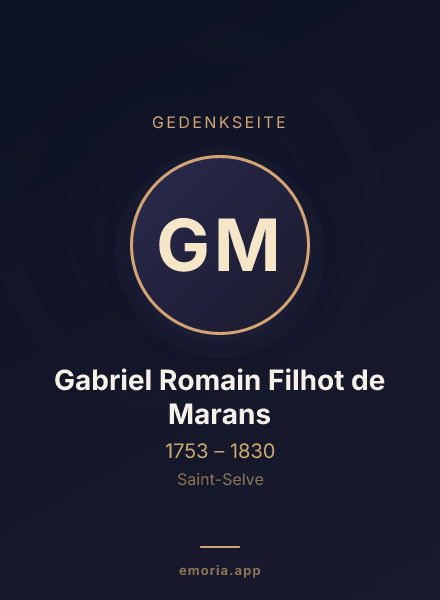 Gedenkportrait von Gabriel Romain Filhot de Marans