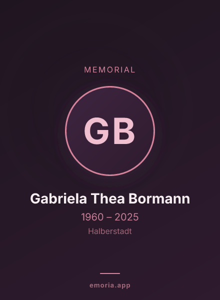 Memorial portrait of Gabriela Thea Bormann