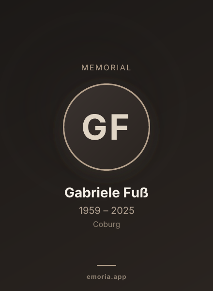 Memorial portrait of Gabriele Fuß