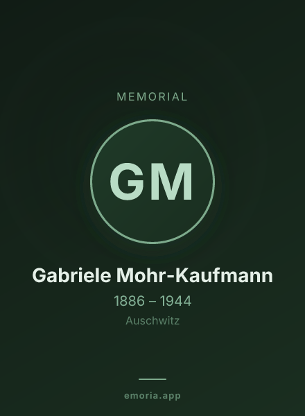 Memorial portrait of Gabriele Mohr-Kaufmann