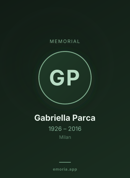 Memorial portrait of Gabriella Parca