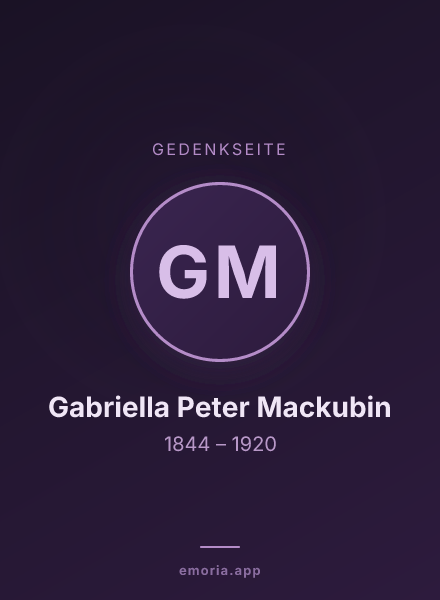Gedenkportrait von Gabriella Peter Mackubin