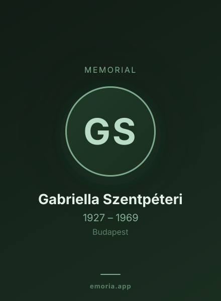 Memorial portrait of Gabriella Szentpéteri