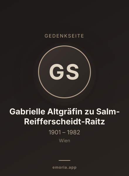 Gedenkportrait von Gabrielle Altgräfin zu Salm-Reifferscheidt-Raitz