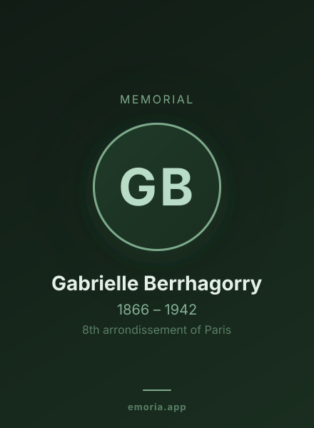 Memorial portrait of Gabrielle Berrhagorry