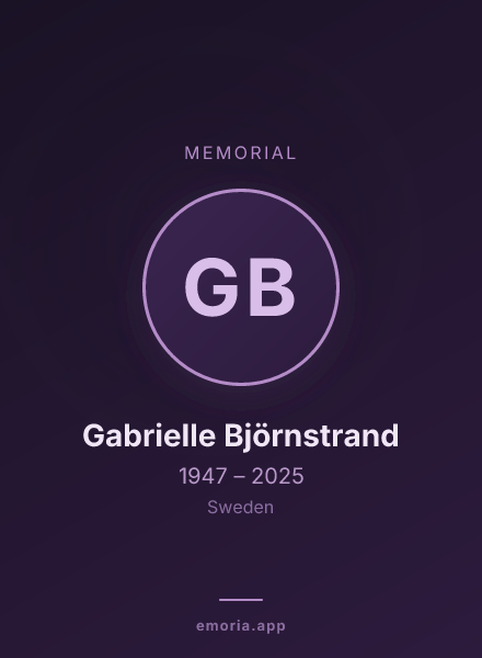 Memorial portrait of Gabrielle Björnstrand