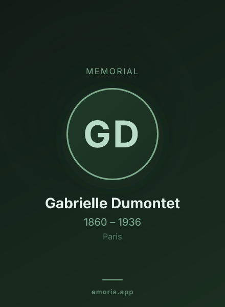 Memorial portrait of Gabrielle Dumontet