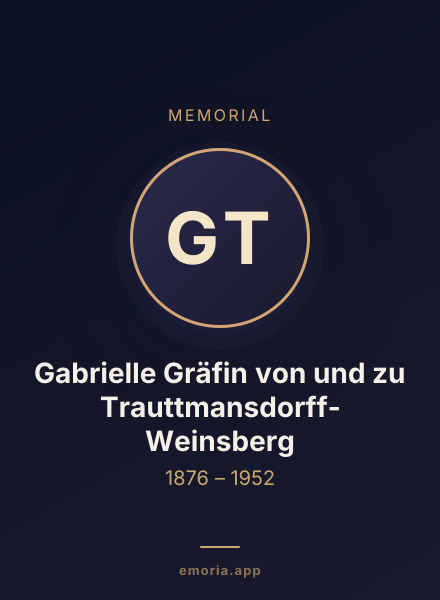 Memorial portrait of Gabrielle Gräfin von und zu Trauttmansdorff-Weinsberg