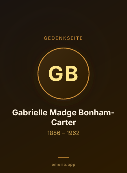 Gedenkportrait von Gabrielle Madge Bonham-Carter