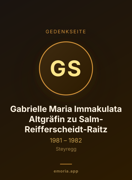 Gedenkportrait von Gabrielle Maria Immakulata Altgräfin zu Salm-Reifferscheidt-Raitz