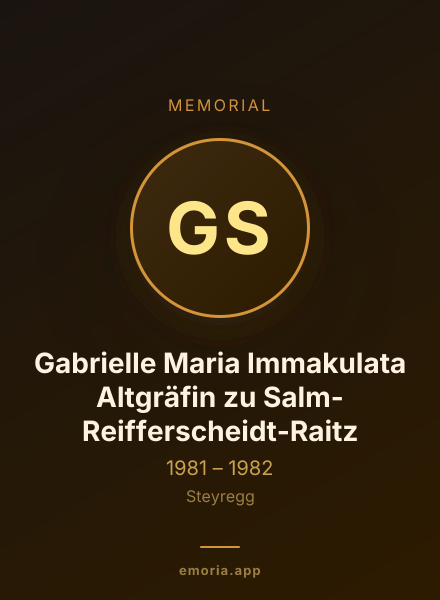 Memorial portrait of Gabrielle Maria Immakulata Altgräfin zu Salm-Reifferscheidt-Raitz
