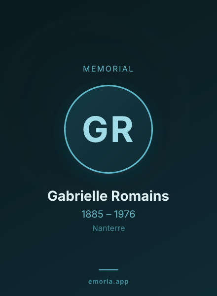 Memorial portrait of Gabrielle Romains