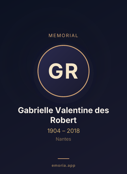Memorial portrait of Gabrielle Valentine des Robert