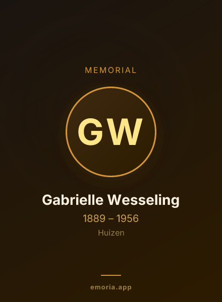 Memorial portrait of Gabrielle Wesseling