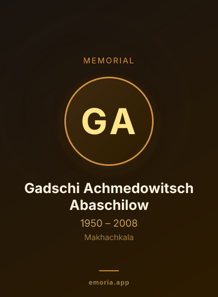 Memorial portrait of Gadschi Achmedowitsch Abaschilow