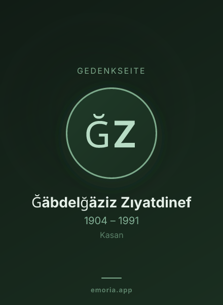 Gedenkportrait von Ğäbdelğäziz Zıyatdinef