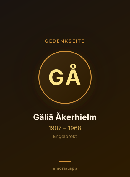 Gedenkportrait von Gäliä Åkerhielm
