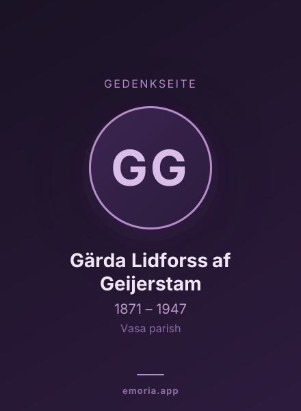 Gedenkportrait von Gärda Lidforss af Geijerstam
