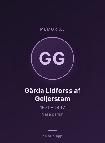 Memorial portrait of Gärda Lidforss af Geijerstam