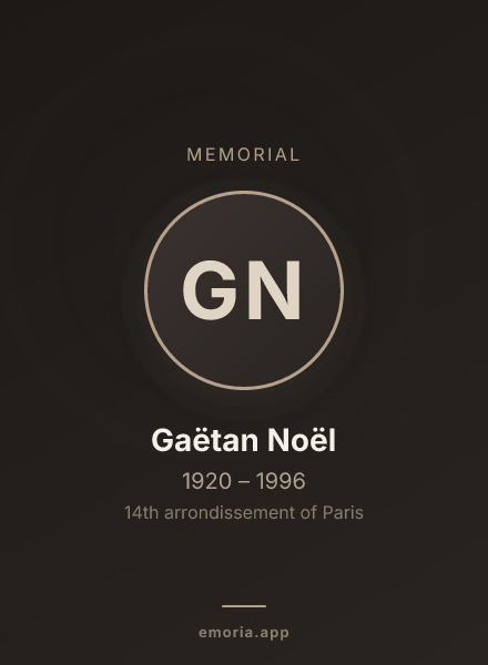 Memorial portrait of Gaëtan Noël