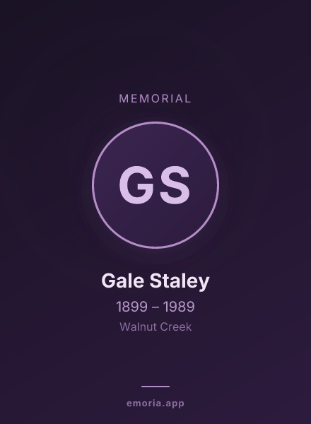 Memorial portrait of Gale Staley