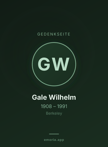 Gedenkportrait von Gale Wilhelm