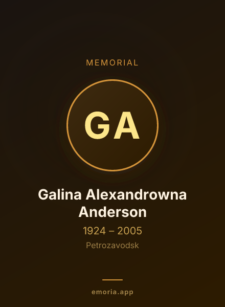 Memorial portrait of Galina Alexandrowna Anderson