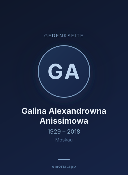 Gedenkportrait von Galina Alexandrowna Anissimowa
