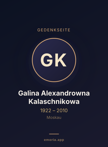Gedenkportrait von Galina Alexandrowna Kalaschnikowa