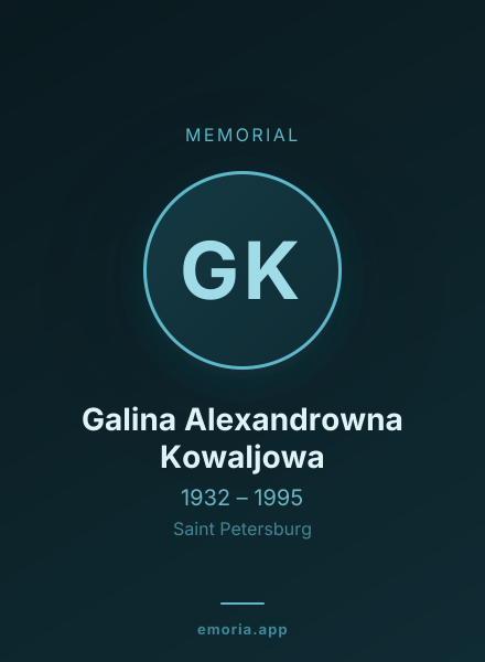 Memorial portrait of Galina Alexandrowna Kowaljowa