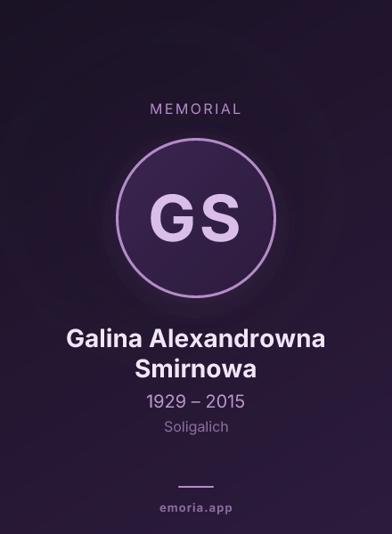 Memorial portrait of Galina Alexandrowna Smirnowa