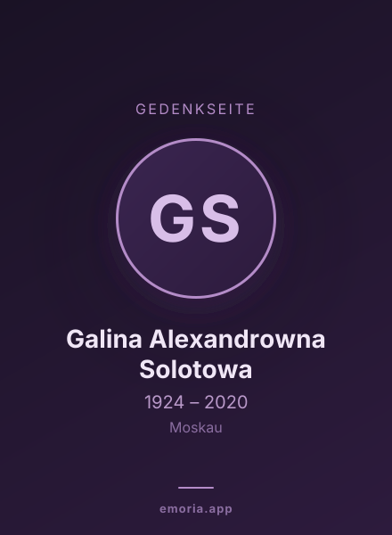 Gedenkportrait von Galina Alexandrowna Solotowa