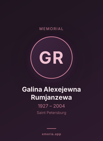 Memorial portrait of Galina Alexejewna Rumjanzewa