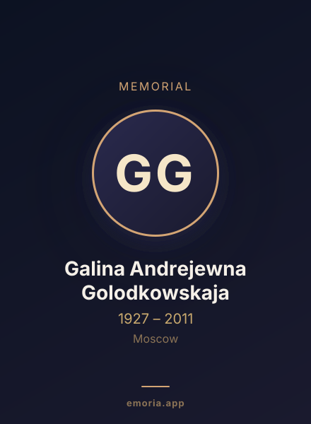 Memorial portrait of Galina Andrejewna Golodkowskaja