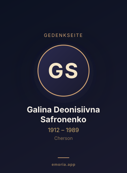 Gedenkportrait von Galina Deonisiivna Safronenko