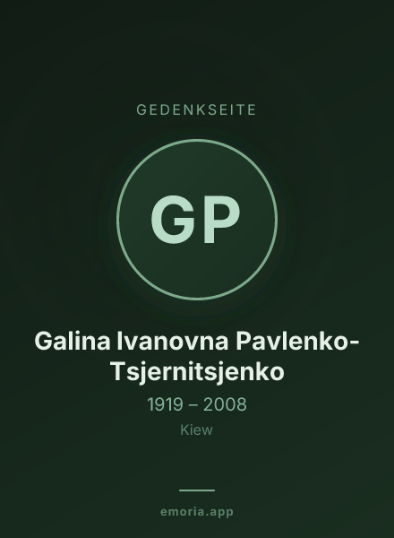 Gedenkportrait von Galina Ivanovna Pavlenko-Tsjernitsjenko