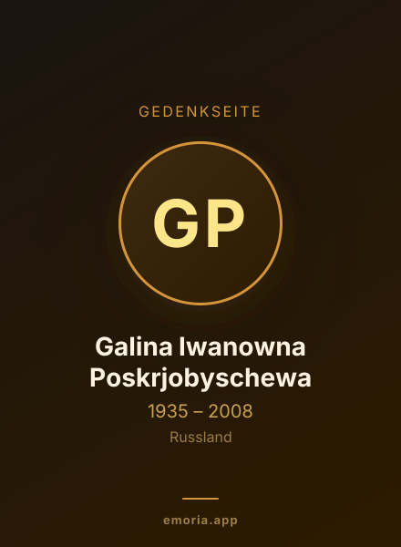 Gedenkportrait von Galina Iwanowna Poskrjobyschewa