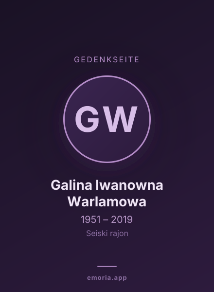 Gedenkportrait von Galina Iwanowna Warlamowa