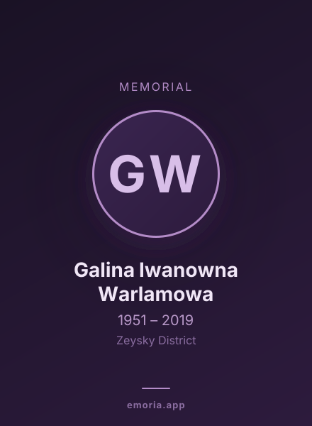 Memorial portrait of Galina Iwanowna Warlamowa