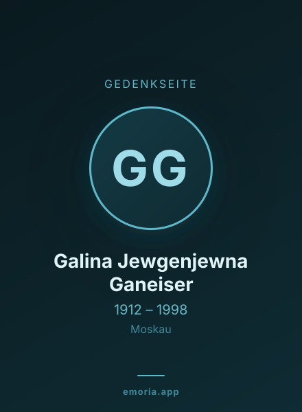 Gedenkportrait von Galina Jewgenjewna Ganeiser