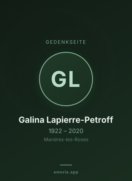 Gedenkportrait von Galina Lapierre-Petroff