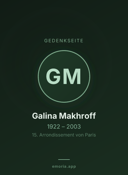 Gedenkportrait von Galina Makhroff