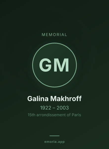 Memorial portrait of Galina Makhroff