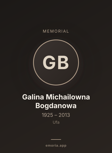 Memorial portrait of Galina Michailowna Bogdanowa