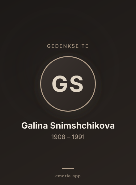 Gedenkportrait von Galina Snimshchikova