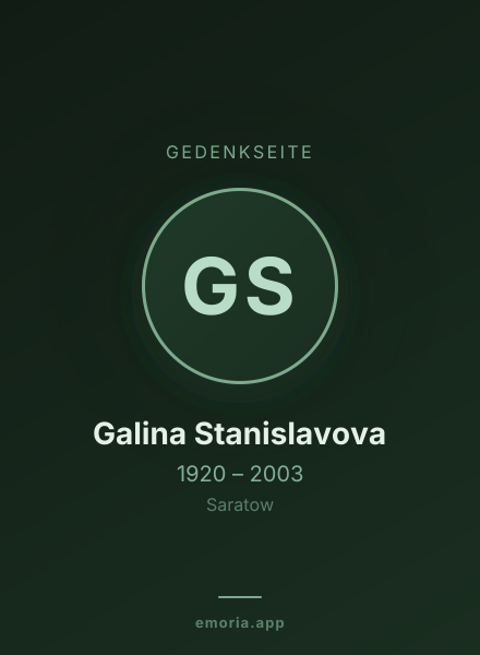 Gedenkportrait von Galina Stanislavova