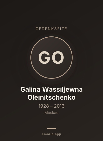 Gedenkportrait von Galina Wassiljewna Oleinitschenko