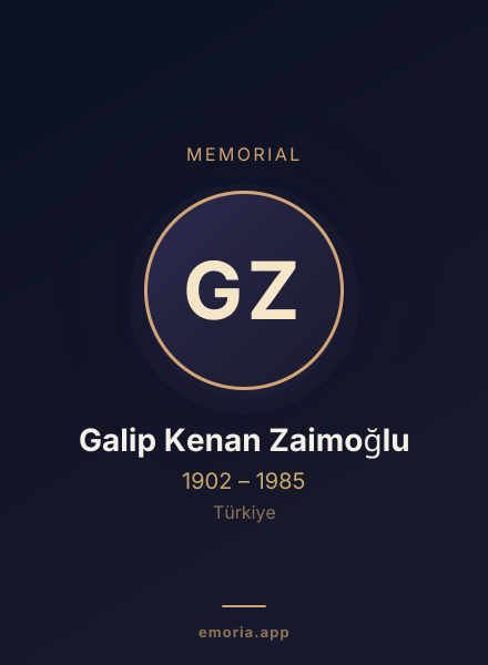 Memorial portrait of Galip Kenan Zaimoğlu