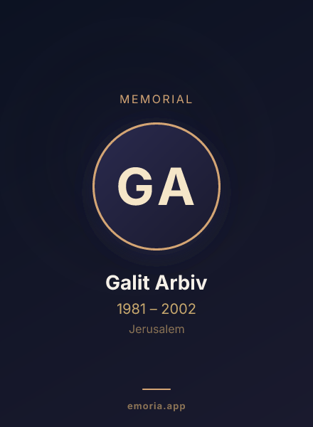 Memorial portrait of Galit Arbiv