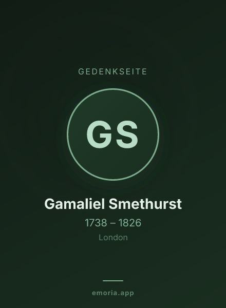 Gedenkportrait von Gamaliel Smethurst